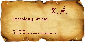 Krivácsy Árpád névjegykártya