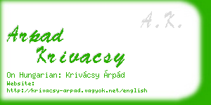 arpad krivacsy business card