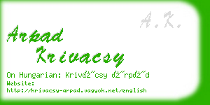 arpad krivacsy business card